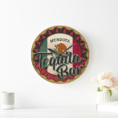 Personalisiert NAME Mexican Tequila Bar Mexico Fla Große Wanduhr (Zuhause)