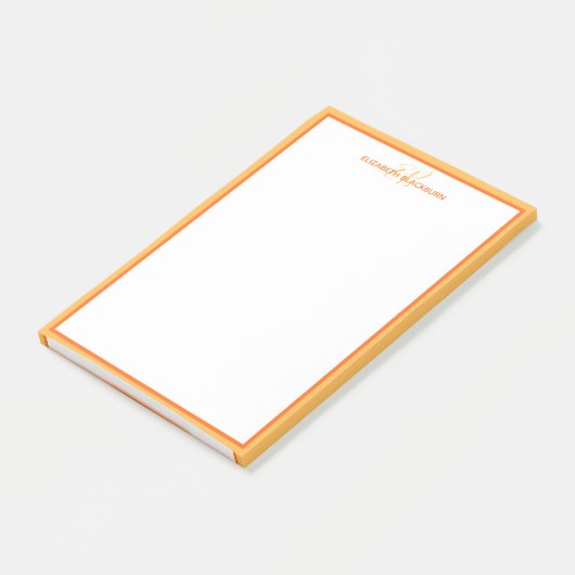 Personalisiert Name Mit Monogramm Initials Orange  Post-it Klebezettel (angewinkelt)