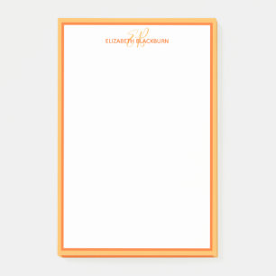 Personalisiert Name Mit Monogramm Initials Orange  Post-it Klebezettel