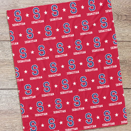 Personalisiert Name Mit Monogramm Star Crimson Nav Fleecedecke