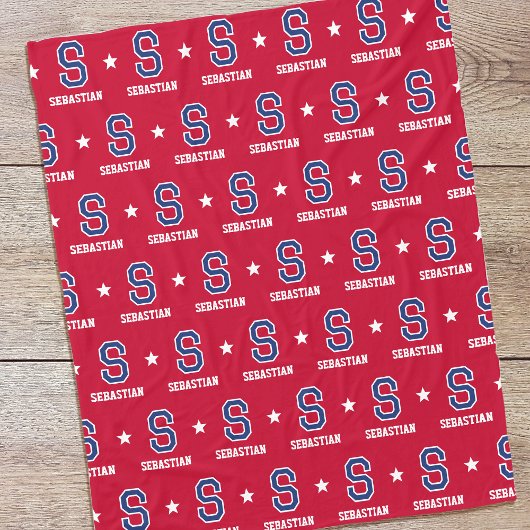 Personalisiert Name Mit Monogramm Star Crimson Nav Fleecedecke