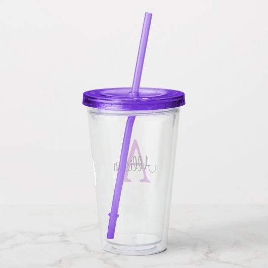 Personalisiert Name Monogram Acrylic Tumbler Acryltrinkbecher (Rückseite)