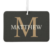 Personalisiert Name Monogram Black Autolufterfrischer (Rückseite)