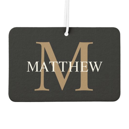 Personalisiert Name Monogram Black Autolufterfrischer (Rückseite)
