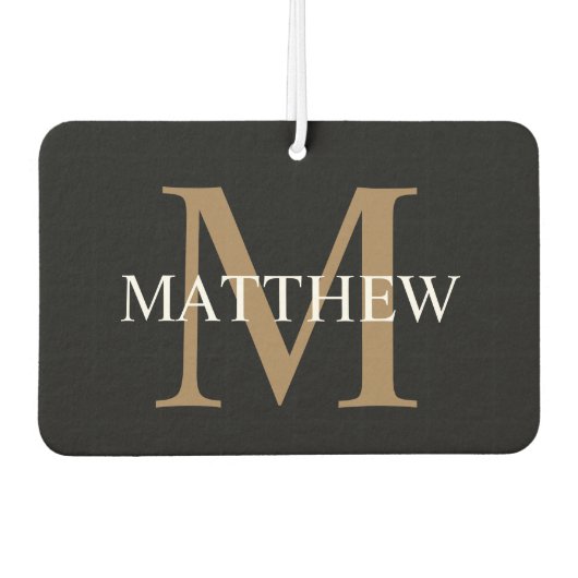 Personalisiert Name Monogram Black Autolufterfrischer (Vorderseite)