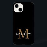 Personalisiert Name Monogram Black Case-Mate iPhone 14 Hülle<br><div class="desc">Erstellen Sie mit Ihrem individuelle Name und Monogramm Ihre eigene personalisierte schwarze,  runde Telefonzelle.</div>