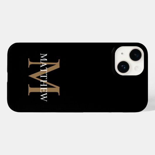Personalisiert Name Monogram Black Case-Mate iPhone Hülle (Rückseite (Horizontal))