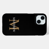 Personalisiert Name Monogram Black Case-Mate iPhone Hülle (Rückseite (Horizontal))