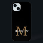 Personalisiert Name Monogram Black Case-Mate iPhone Hülle<br><div class="desc">Erstellen Sie mit Ihrem individuelle Name und Monogramm Ihre eigene personalisierte schwarze,  runde Telefonzelle.</div>