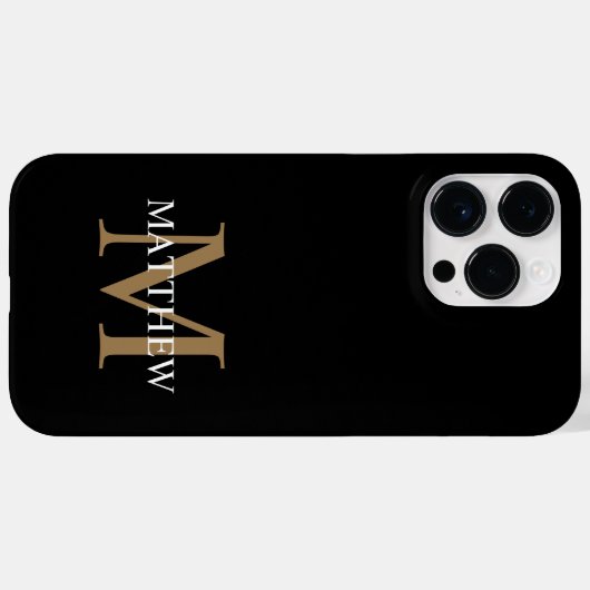 Personalisiert Name Monogram Black Case-Mate iPhone Hülle (Rückseite (Horizontal))
