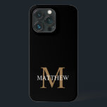 Personalisiert Name Monogram Black Case-Mate iPhone Hülle<br><div class="desc">Erstellen Sie mit Ihrem individuelle Name und Monogramm Ihre eigene personalisierte schwarze,  runde Telefonzelle.</div>