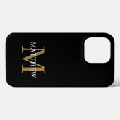 Personalisiert Name Monogram Black Case-Mate iPhone Hülle (Rückseite (Horizontal))