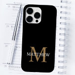 Personalisiert Name Monogram Black Case-Mate iPhone 14 Pro Max Hülle<br><div class="desc">Erstellen Sie mit Ihrem individuelle Name und Monogramm Ihre eigene personalisierte schwarze,  runde Telefonzelle.</div>