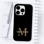 Personalisiert Name Monogram Black Case-Mate iPhone 14 Pro Hülle<br><div class="desc">Erstellen Sie mit Ihrem individuelle Name und Monogramm Ihre eigene personalisierte schwarze,  runde Telefonzelle.</div>