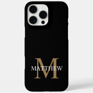 Personalisiert Name Monogram Black iPhone 16 Pro Max Hülle