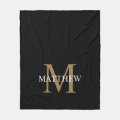 Personalisiert Name Monogram Black Fleecedecke (Vorderseite)
