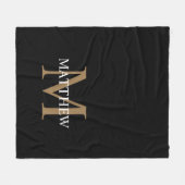 Personalisiert Name Monogram Black Fleecedecke (Vorderseite (Horizontal))