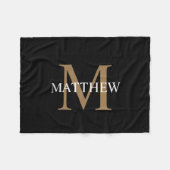 Personalisiert Name Monogram Black Fleecedecke (Vorderseite (Horizontal))