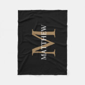 Personalisiert Name Monogram Black Fleecedecke (Vorderseite)