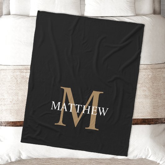 Personalisiert Name Monogram Black Fleecedecke