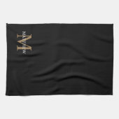 Personalisiert Name Monogram Black Geschirrtuch (Horizontal)