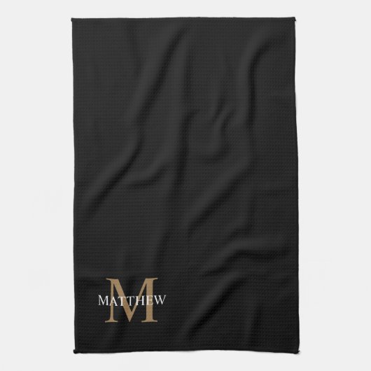 Personalisiert Name Monogram Black Geschirrtuch (Vertikal)