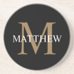 Personalisiert Name Monogram Black Getränkeuntersetzer<br><div class="desc">Erstellen Sie Ihren eigenen personalisierten schwarzen runden Untersetzer mit Ihrem individuelle Name und Monogramm.</div>