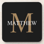 Personalisiert Name Monogram Black Getränkeuntersetzer<br><div class="desc">Erstellen Sie mit Ihrem individuelle Name und Monogramm Ihre eigene personalisierte schwarze runde Getränkeküste.</div>