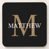Personalisiert Name Monogram Black Getränkeuntersetzer (Vorderseite)