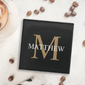 Personalisiert Name Monogram Black Glasuntersetzer