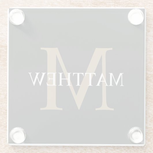 Personalisiert Name Monogram Black Glasuntersetzer (Rückseite)