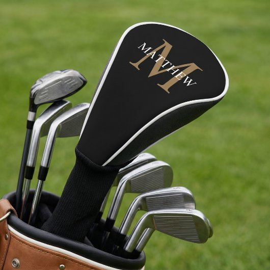 Personalisiert Name Monogram Black Golf Headcover