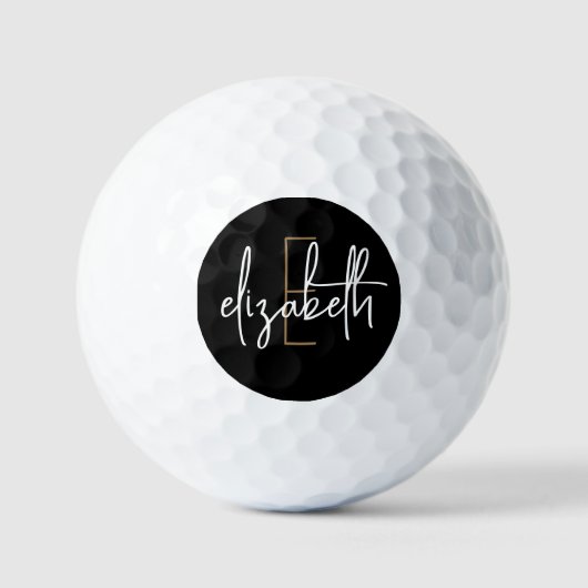 Personalisiert Name Monogram Black Golfball (Vorderseite)