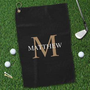 Personalisiert Name Monogram Black Golfhandtuch