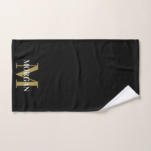Personalisiert Name Monogram Black Handtuch (Handtuch)