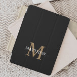 Personalisiert Name Monogram Black iPad Pro Cover<br><div class="desc">Erstellen Sie mit Ihrem individuelle Name und Monogramm Ihr eigenes personalisiertes schwarzes,  rundes Pad-Gehäuse.</div>