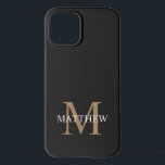 Personalisiert Name Monogram Black iPhone 12 Hülle<br><div class="desc">Erstellen Sie mit Ihrem individuelle Name und Monogramm Ihre eigene personalisierte schwarze,  runde Telefonzelle.</div>