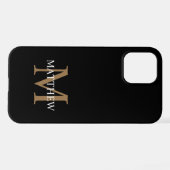Personalisiert Name Monogram Black iPhone Hülle (Rückseite (Horizontal))