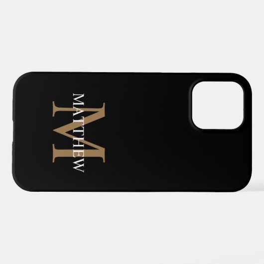 Personalisiert Name Monogram Black iPhone Hülle (Rückseite (Horizontal))