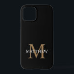 Personalisiert Name Monogram Black iPhone 12 Pro Hülle<br><div class="desc">Erstellen Sie mit Ihrem individuelle Name und Monogramm Ihre eigene personalisierte schwarze,  runde Telefonzelle.</div>
