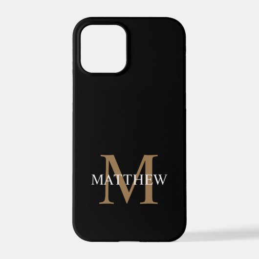 Personalisiert Name Monogram Black iPhone Hülle (Rückseite)