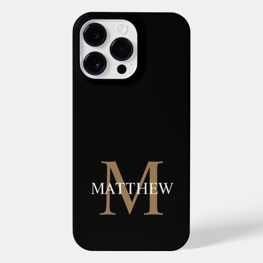 Personalisiert Name Monogram Black iPhone Hülle (Rückseite)