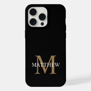 Personalisiert Name Monogram Black iPhone 15 Pro Max Hülle
