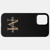 Personalisiert Name Monogram Black iPhone Hülle (Hinten horizontal)