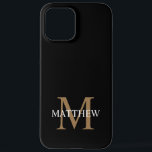 Personalisiert Name Monogram Black iPhone 12 Pro Max Hülle<br><div class="desc">Erstellen Sie mit Ihrem individuelle Name und Monogramm Ihre eigene personalisierte schwarze,  runde Telefonzelle.</div>
