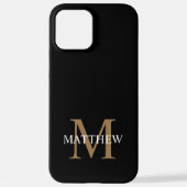 Personalisiert Name Monogram Black iPhone Hülle (Rückseite)