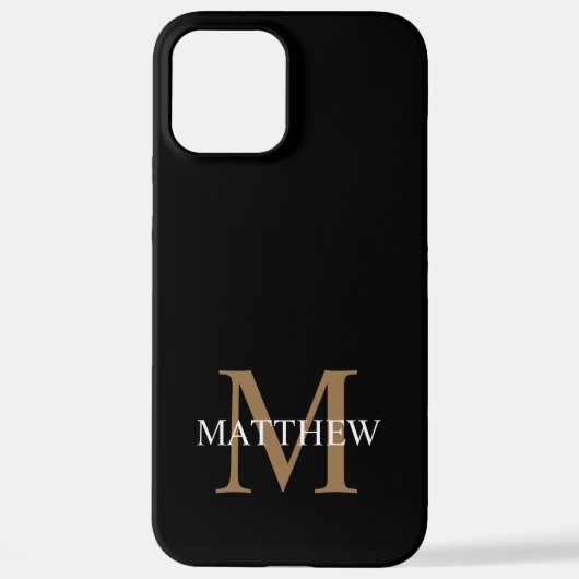 Personalisiert Name Monogram Black iPhone Hülle (Rückseite)