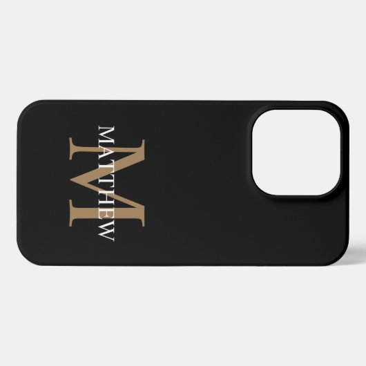 Personalisiert Name Monogram Black iPhone Hülle (Rückseite (Horizontal))