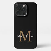 Personalisiert Name Monogram Black iPhone Hülle (Rückseite)