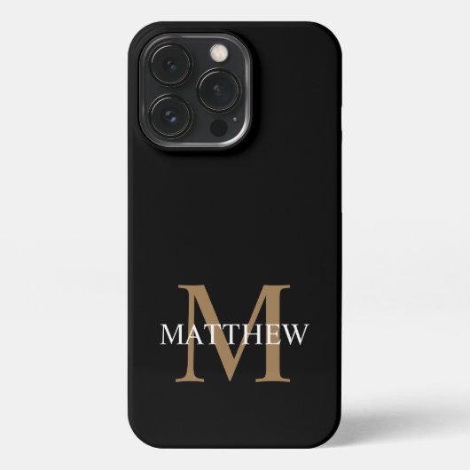 Personalisiert Name Monogram Black iPhone Hülle (Rückseite)